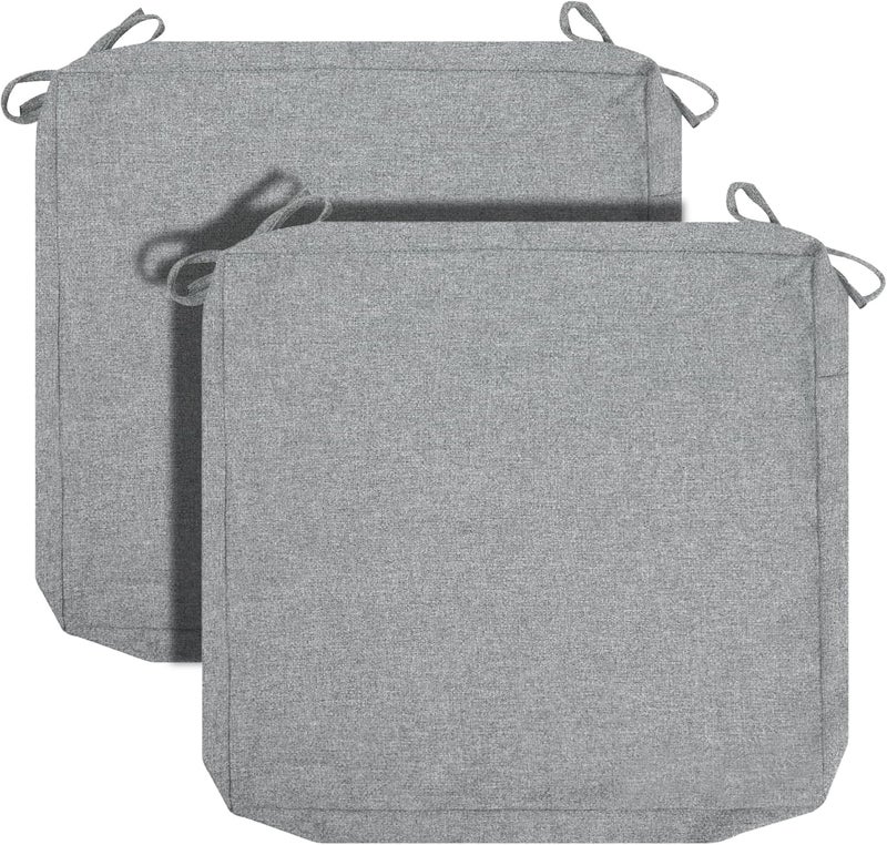 FUNHOME 2 Pack Outdoor Cushion Covers 24" x 22" x 4", No Insert! Chair Cushion Cover for Outdoor Furniture, Patio Chair Cushion Covers with Zipper and Tie, Replacement Cover Only(Light Grey) - Image 1